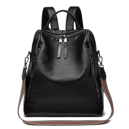 Women's Lightweight Leather Backpack Spring 2026 Commuter Bag Urban Minimalist Style Synthetic Leather Floral Embossed