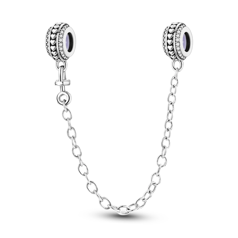 Silver Clasp 925 Sterling Silver CZ Pave Clip Charms Daisy Beads Stopper Safety Chain Fit Original Bangle Bracelet Jewelry Clips