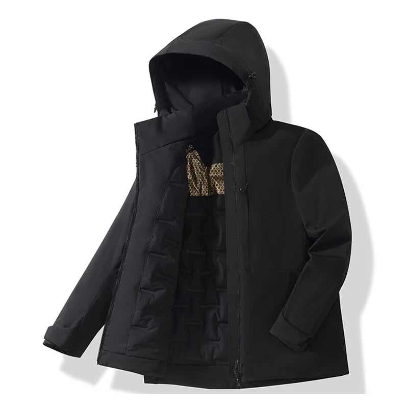 JNLN Unisex Waterproof Fleece Jackets Winter Windproof Thermal Windbreaker Men Women Hiking Camping Skiing Climbing Raincoat