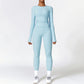 2PCS Seamless Yoga Set Women Workout Set Sportswear Gym Clothing Fitness Long Sleeve Crop Top High Waist Leggings Sports Suits
