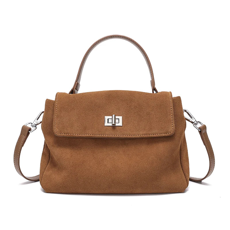 2026 NEW Autumn Winter Women's Natural Suede Leather Crossbody Bag Luxury Designer Genuine Leather Commuting Messenger Bag