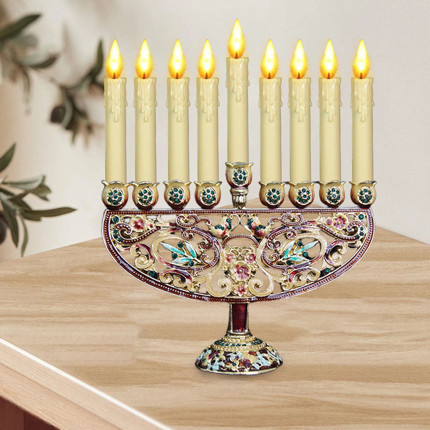 Metal Gold Candle Holder for Hanukkah Menorah 9 Branch Candelabrum Candle Stand Christmas Party Wedding Home Decor Candlesticks