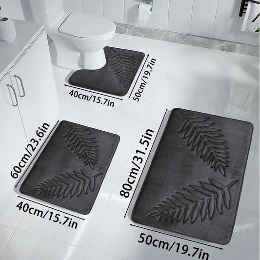 Three-piece set of soft non-slip quick-dry bathroom floor mats