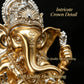 Golden Ganesha Statue Resin Figurine Hindu Elephant God Sculpture Lucky Decor for Home Living Room Office Meditation Room Gift