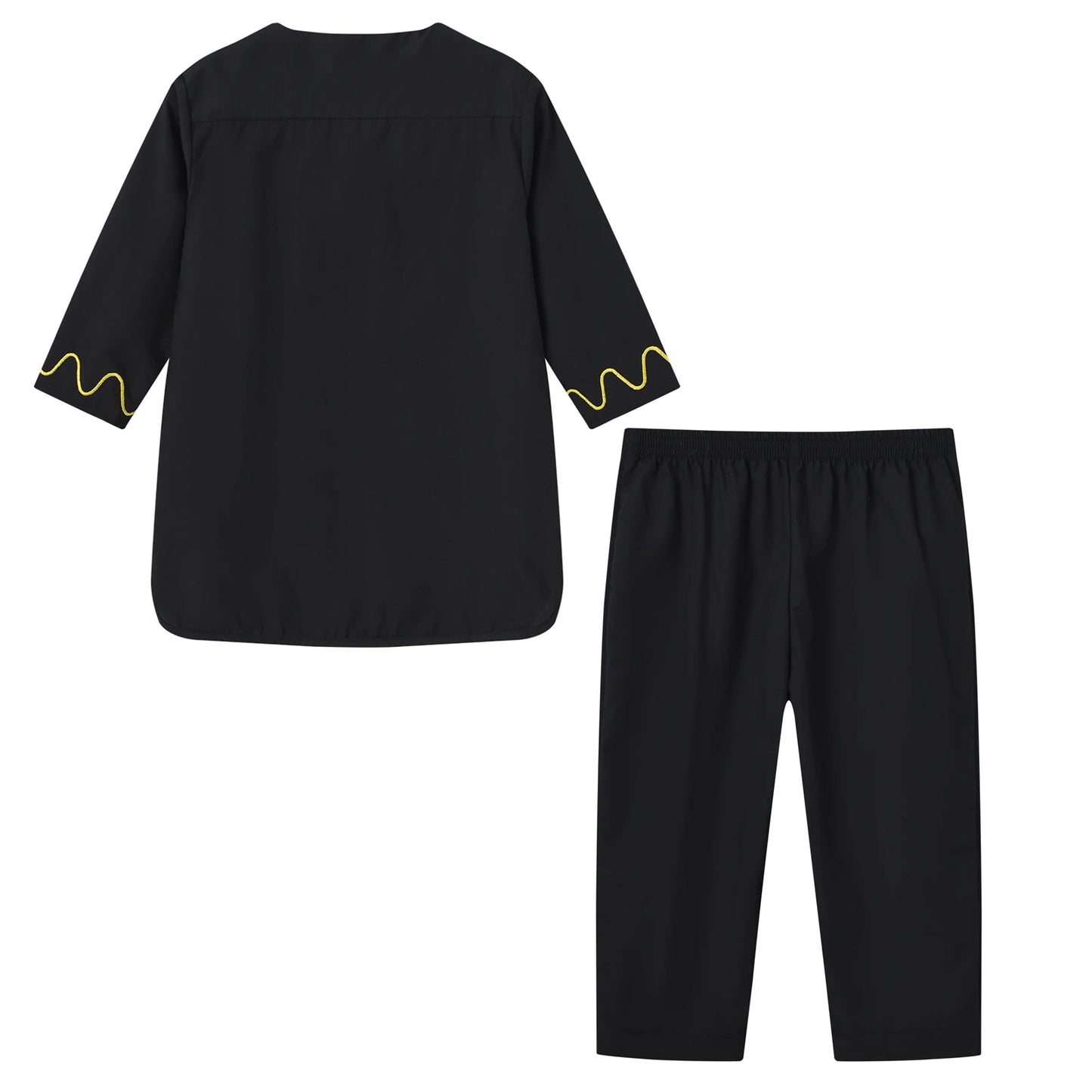Autumn New Middle Eastern Button Round Tie Pocket Robe Set with Arabic Embroidery Pattern for Middle Eastern Children