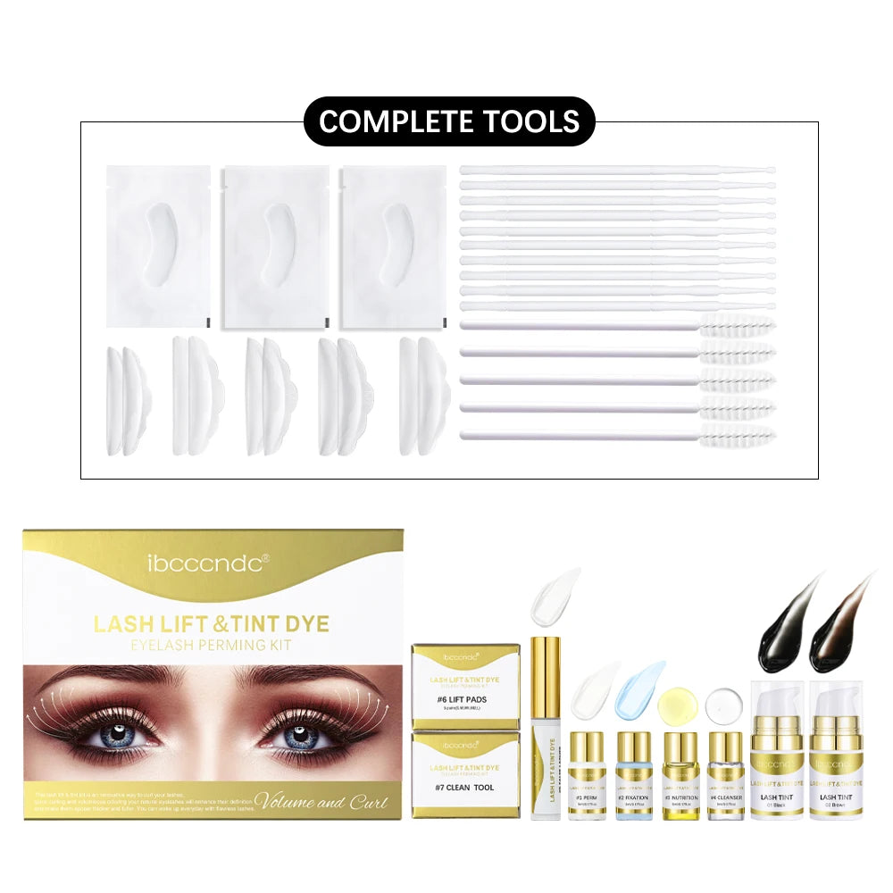 Upgraded Lash Lift & Tint Kit Semi Permanent Eyelash Curling Perm Dye Set Professional Long Lasting Curl Supplies For Beauty Salon DIY Home Lash Makeup Tools