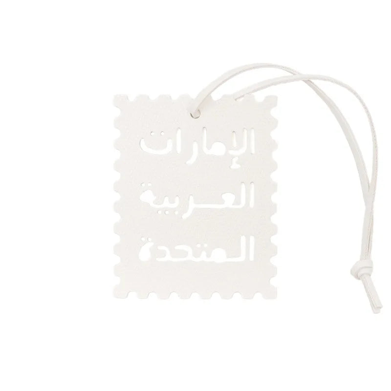 Square Leather UAE Letter Pendant Arabic Travel Label Hanging Ornament Women's Handbag Bag Pendant Personalized Creative Gift