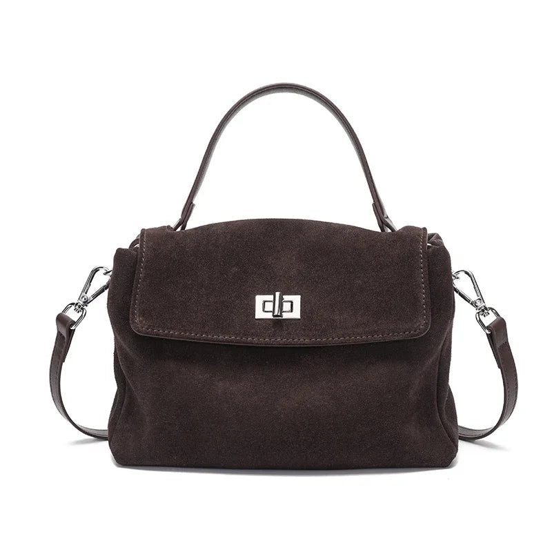 2026 NEW Autumn Winter Women's Natural Suede Leather Crossbody Bag Luxury Designer Genuine Leather Commuting Messenger Bag