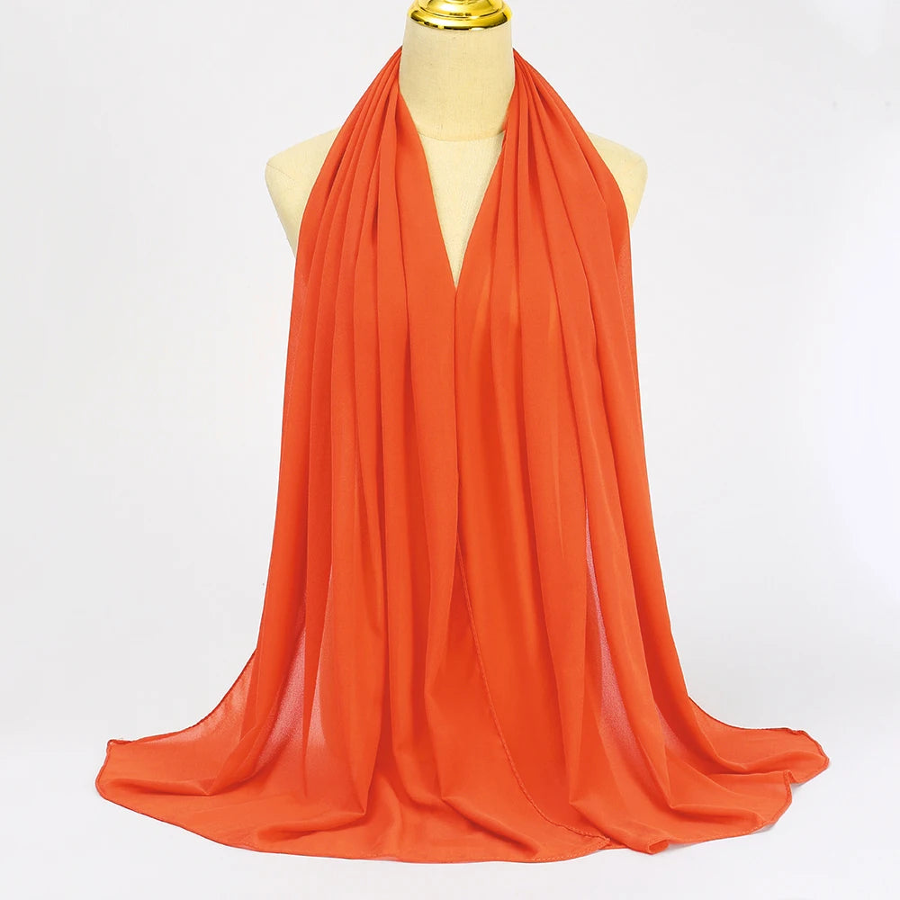Muslim Chiffon Hijabs For Woman Long Solid Color Head Wrap For Women Shawls Scarves Ladies Muslim Veil Hijab