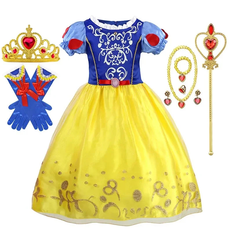 Girls Princess Dress Kids Birthday Cosplay Cinderella Snow White Aurora Rapunzel Halloween Costume Children Party Dresses
