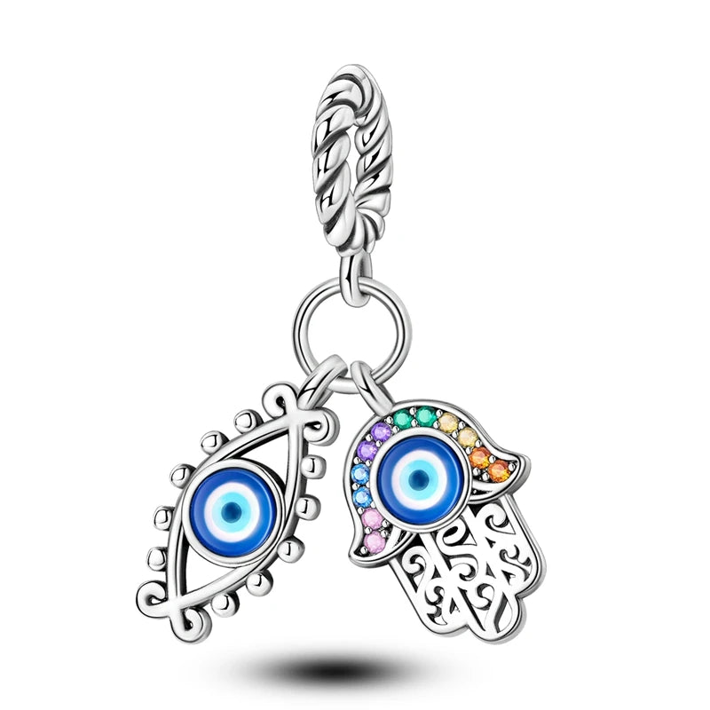 Hot Sales 925 Sterling Silver Charms Beads Devil's Eye Fatima's Hand Cross Beads Fit Original Bracelet Women DIY Jewelry Gifts