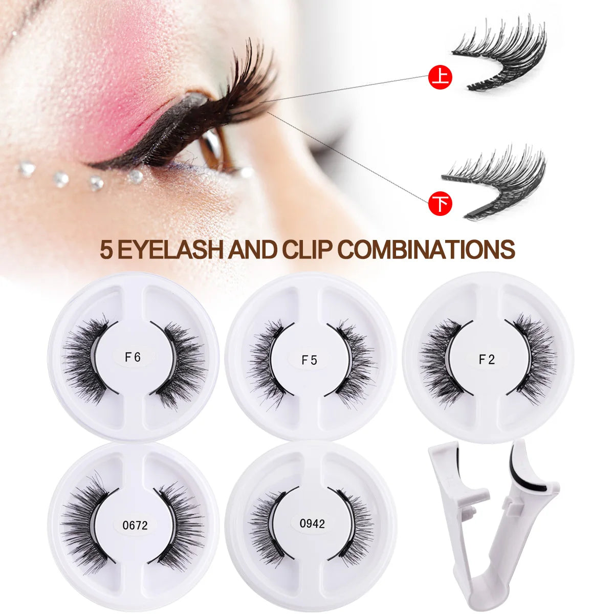 5 Pairs 3D Magnetic Lashes Kit With Curler Natural Soft Magnetic False Eyelashes No Glue Needed Fluffy Reusable Make Up
