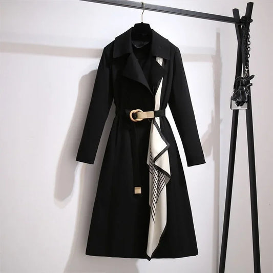 Women's Long Coat Spring Autumn Loose Fashionable Slimming Large Size Casual Outerwear Elegant Lady Jacket Trendy