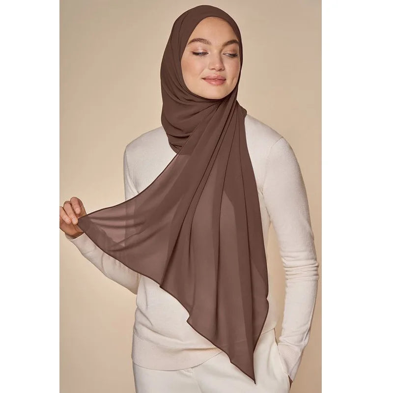 Muslim Chiffon Hijabs For Woman Long Solid Color Head Wrap For Women Shawls Scarves Ladies Muslim Veil Hijab