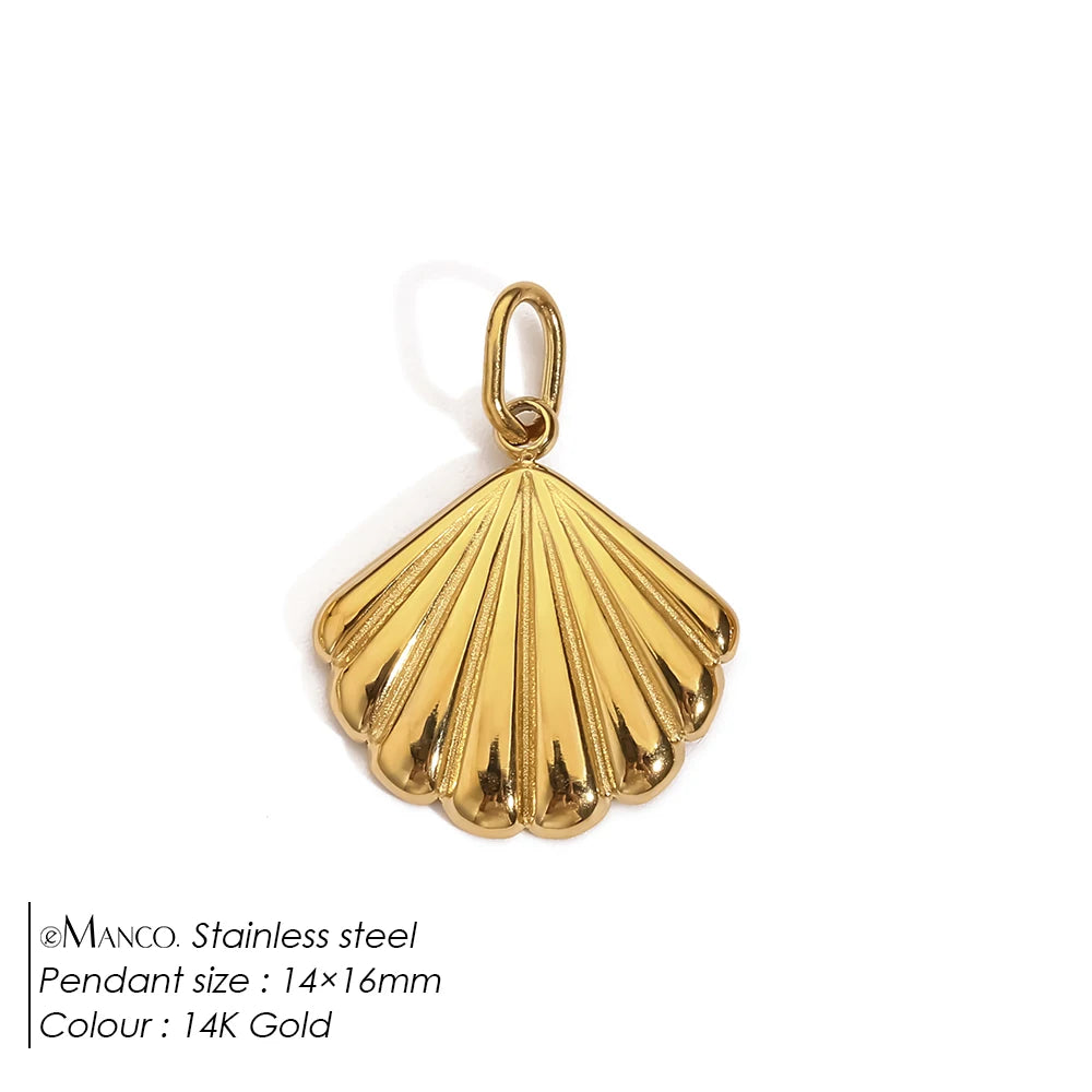EMANCO Fashion Marine Animals Charms Shell Fish Tail Hippocampus Japonicus Stainless Steel Pendants for Jewelry Making Bulk