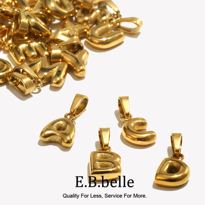 E.B.belle Mini Bubble 26 Letter Pendant Tarnish Free Stainless Steel Charms 18K Gold Plated Keychain Accessories for Jewelry