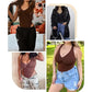 Guudia Ruched Breast Shapewear Bodysuit Wide Shoulder Strap Tummy Control Bodysuits V Neck Shaper Bodysuit Tank Top Bodysuit