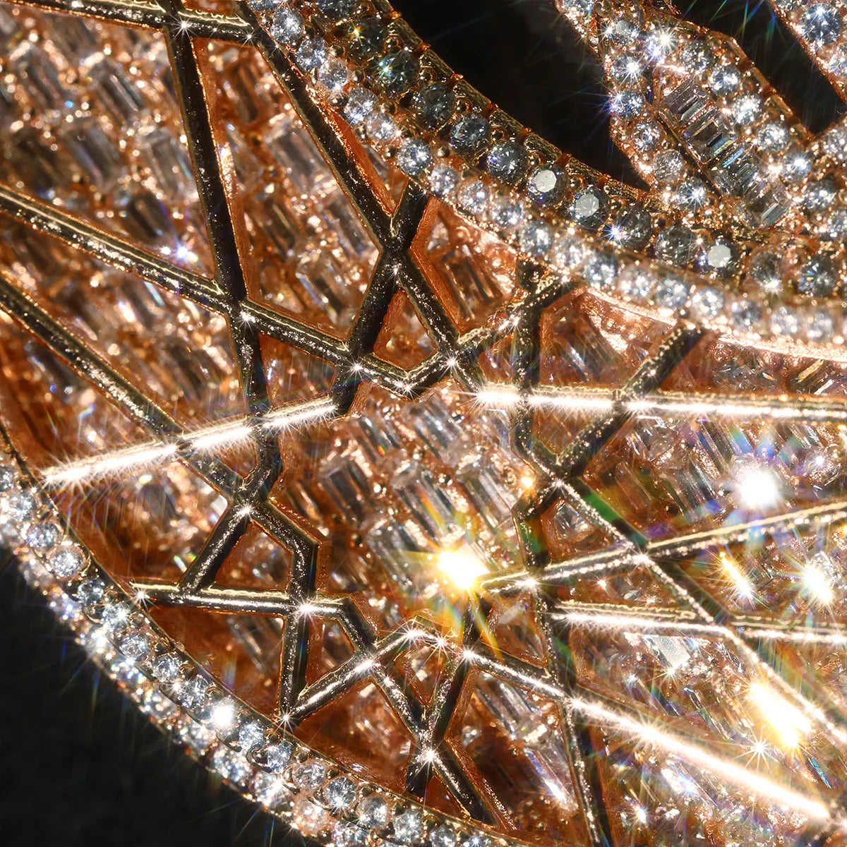 Iced Crescent Mosque Star Pendant Men Hip Hop Charm 18K Rose Gold Plated Full Paved CZ Bling Jewelry Islamic Muslim Religious Moon Cuban Link Chain Accessories Shiny Faith Statement For Rappers Club Urban Street Daily Fashion