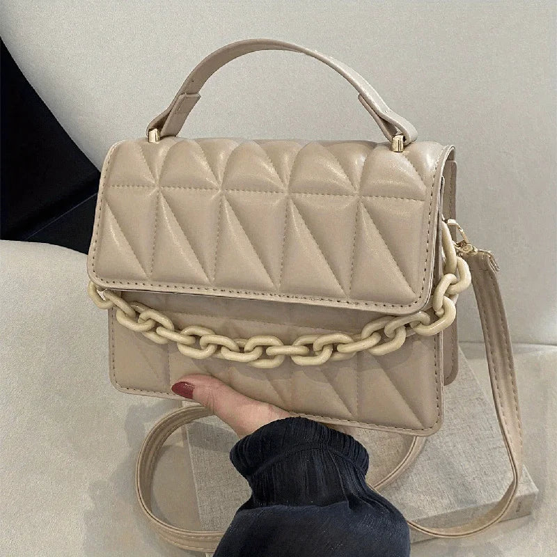 Mini Casual Quilted Crossbody Bag with Magnetic Closure and Adjustable Strap,Small Handbag Tote Shoulder Bag for Women Daily Use
