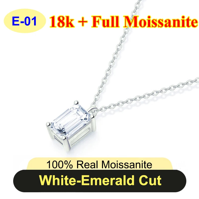 PureNew 1-5ct Classic Full Moissanite Necklace For Women S925 Silver Plated 18k Gold D Color VVS1 Women's Moissanite Chain Gift
