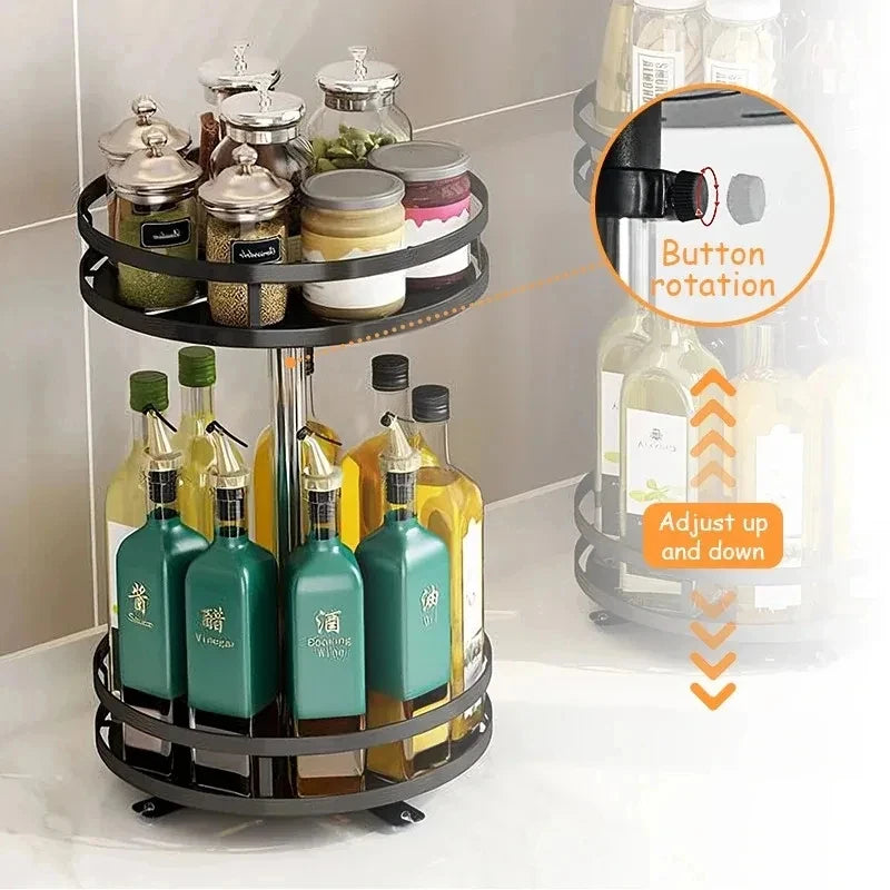 360° Rotatable Kitchen Storage Rack, Spice Organizer Turntable, Clean Storage Rack for Kitchen Accessories