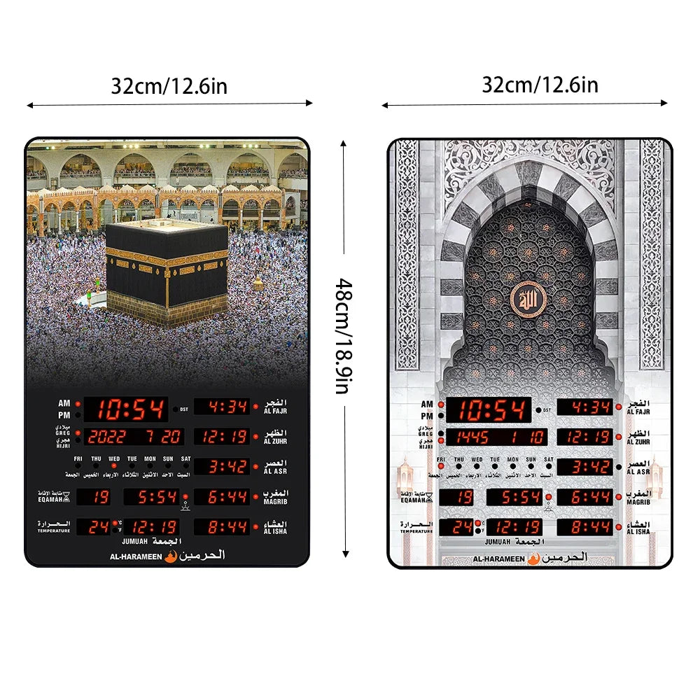 Automatic Prayer Clock LED Digital Wall Clock Islamic Mosque Azan Calendar Muslim Clock+Remote Controller Ramadan Home Decor
