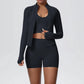 Women Seamless Sportswear Yoga Set 3PCS Workout Clothes Sports Gym Legging Shockproof Fitness Bra Crop Top Long Sleeve Yoga Suit