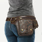 Medieval Punk Waist Bag PU Leather Retro Emboss Adjustable Outdoor Motorcycle Crossbody Pouch Casual Sports Portable Hip Bags