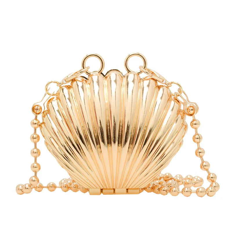 Golden Silver Evening Bag Handbag Luxury Designer Shoulder Crossbody Bags Party Wedding Clutch Mini Heart Pattern Shell Purse