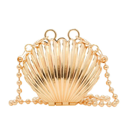 Golden Silver Evening Bag Handbag Luxury Designer Shoulder Crossbody Bags Party Wedding Clutch Mini Heart Pattern Shell Purse