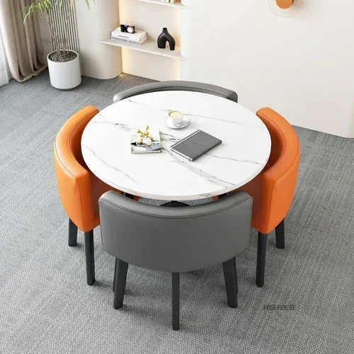 Nordic Round Dining Tables Set for Dining Room Furniture Kitchen Dining Table Set with 4 Chairs Home  Light Luxury Center Tables