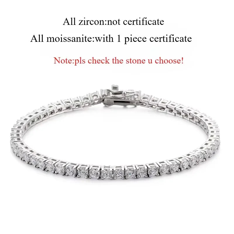 Smyoue 18k Gold Plated Moissanite Tennis Bracelet for Women 3/4/5mm Classic 925 Sterling Silver Certified Bracelet for Men Chain