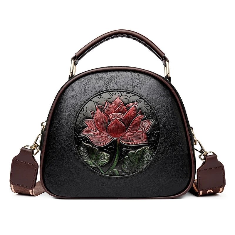 Vintage Handbag Women Shoulder Bag Luxurious Designer Round Bag High-quality Gift Embossed Printed Crossbody Purse for New Women