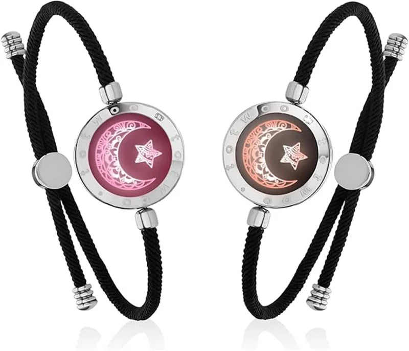 TOTWOO Long Distance Touch Bracelets for Couples ,Light up&Vibration Relationship Gifts for Lovers Smart Jewelry Love Bracelets
