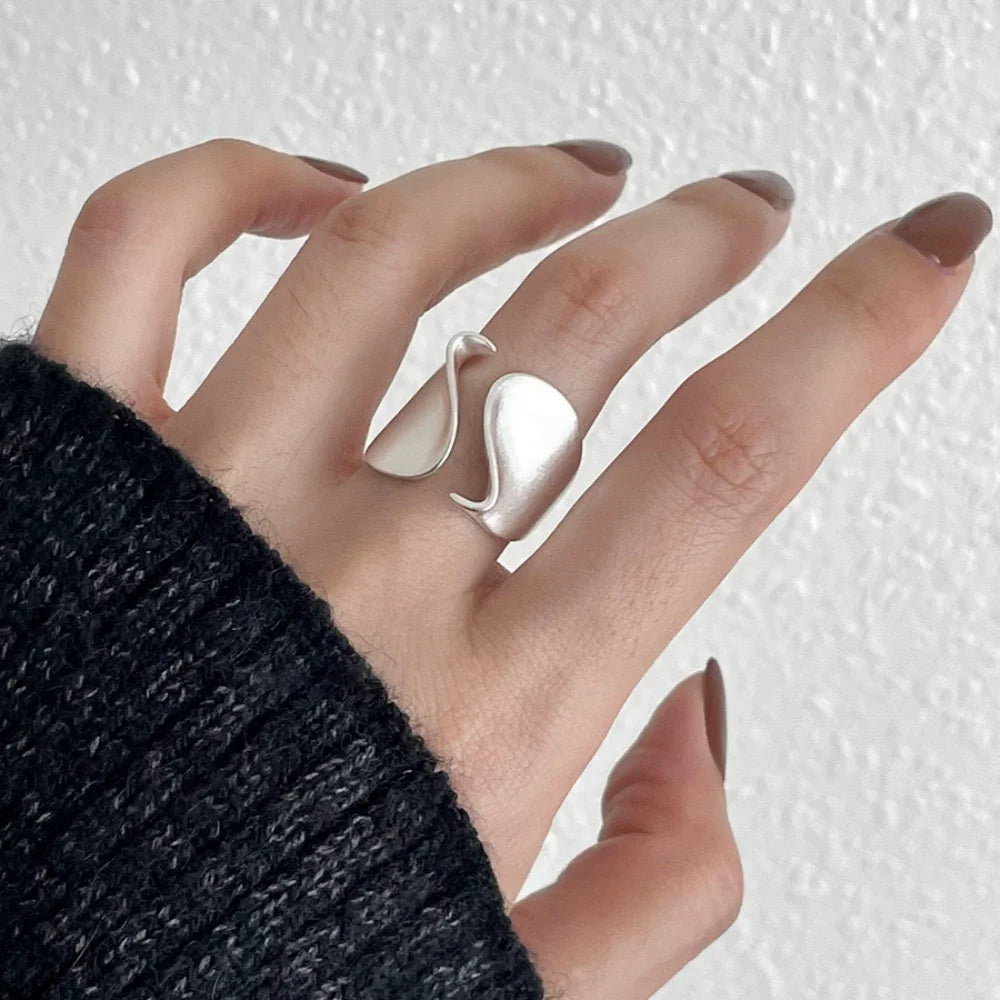 925 Sterling Silver Rings for Women Couple Minimalist Handmade Simple Big Open Ring Party Prevent Allergy Jewelry Holiday Gifts