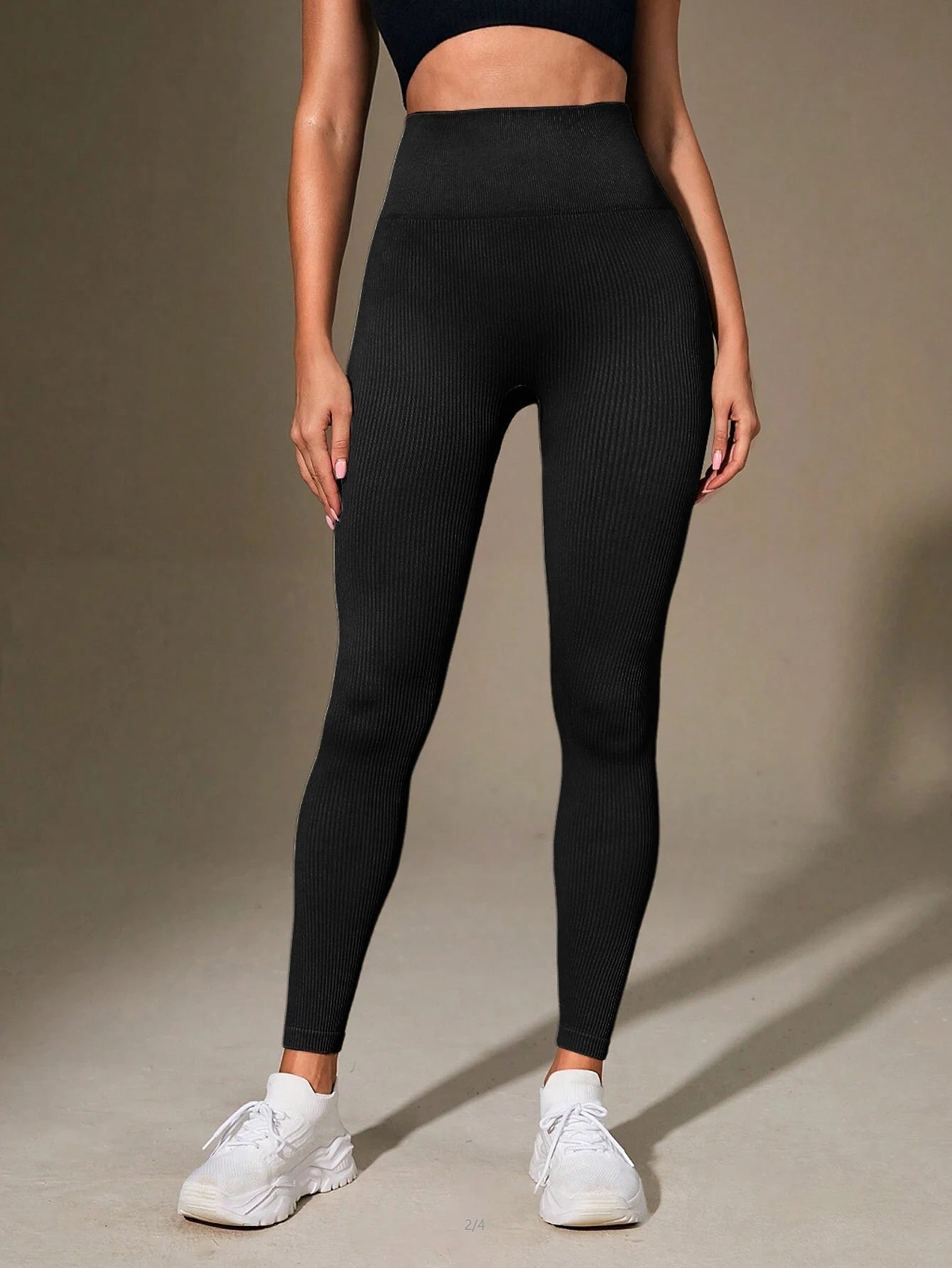 Women's High Waisted Ribbed Yoga Pants - Solid Color Stretchy Tummy Control Workout Leggings for Fitness Gym Lounge & Daily Wear