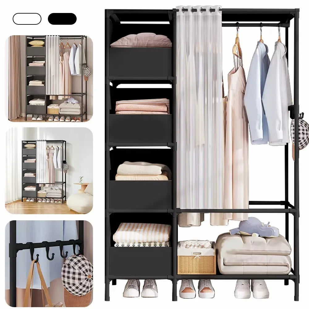 Heavy Duty Metal Clothes Rails Storage Garment Shelf Hanging Rack Display Stand+
