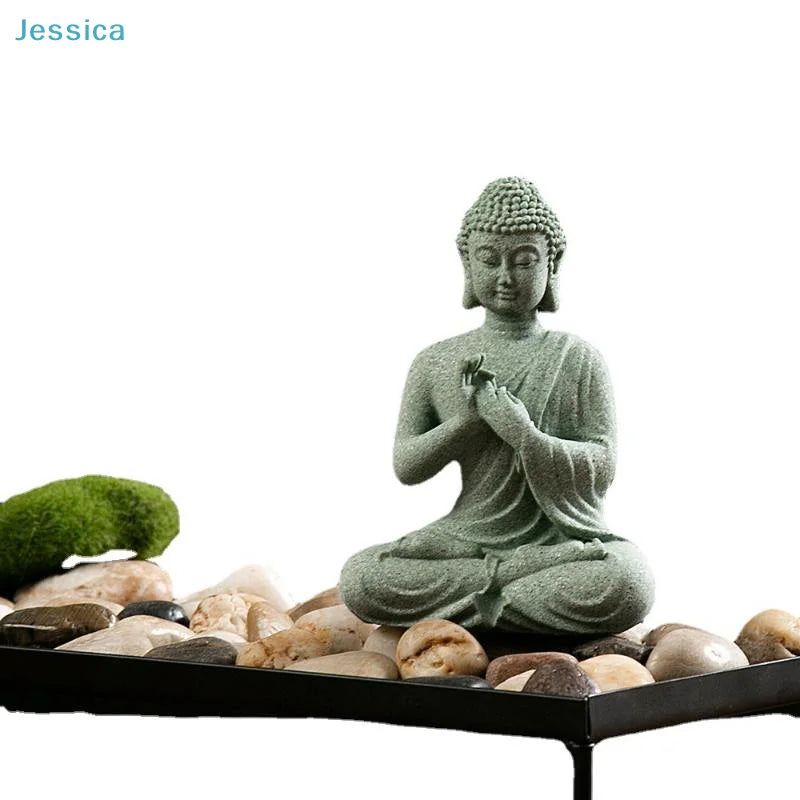 ♥Buddha Statue Set – Sandstone Finish, Various Poses, Zen Home Decor for Meditation & Spiritual Space