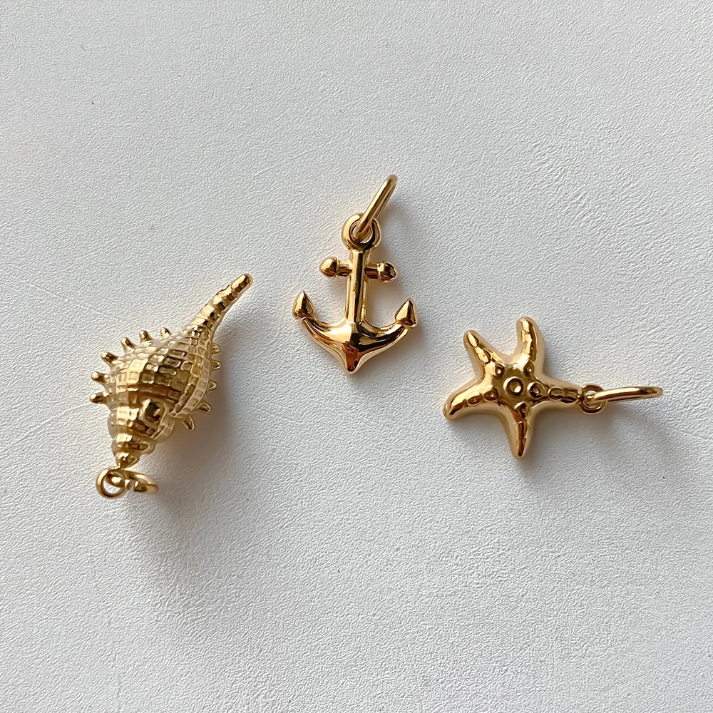 EMANCO Fashion Marine Animals Charms Shell Fish Tail Hippocampus Japonicus Stainless Steel Pendants for Jewelry Making Bulk