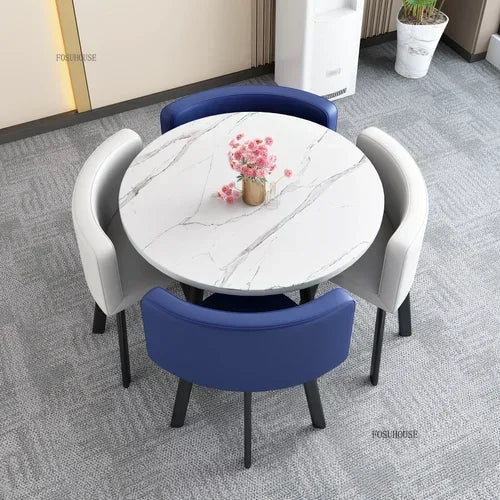 Nordic Round Dining Tables Set for Dining Room Furniture Kitchen Dining Table Set with 4 Chairs Home  Light Luxury Center Tables