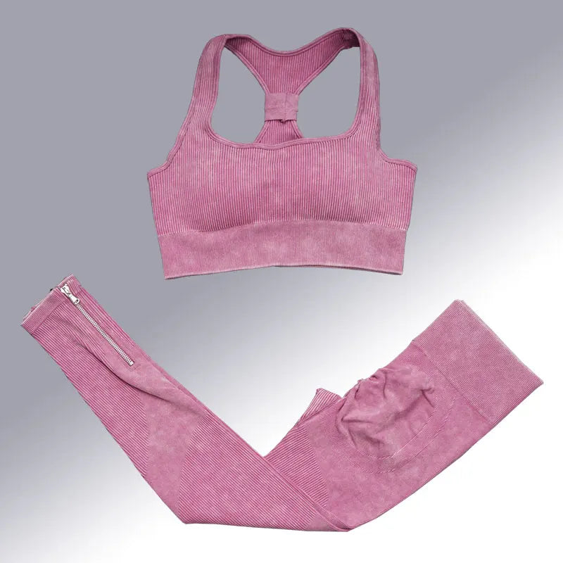 Yoga Suit High Waist Leggings Running Training Tights Sports Outfits Long Sleeve Crop Top Bra Seamless Fitenss Set Fitness Wear