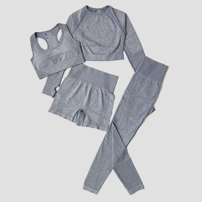 2/3/5PCS Seamless Women Yoga Set Workout Sportswear Gym Clothing Fitness Long Sleeve Crop Top High Waist Leggings Sports Suits