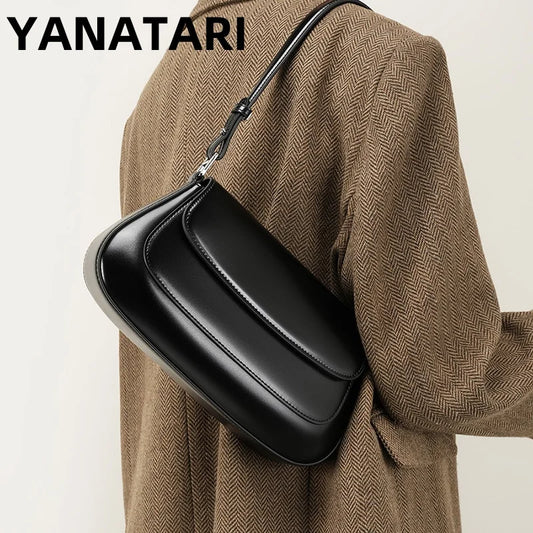 YANATARI Underarm Cowhide Genuine Leather Handbags Women Vintage Shoulder Bag Female Luxury Bags Womens High Quality 2026