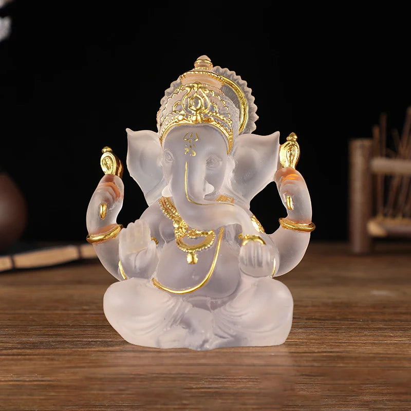 Handmade Resin Lord Ganesha Statue Elephant God Ganpati Figurine for Home Altar Hindu Decor Prosperity Gift
