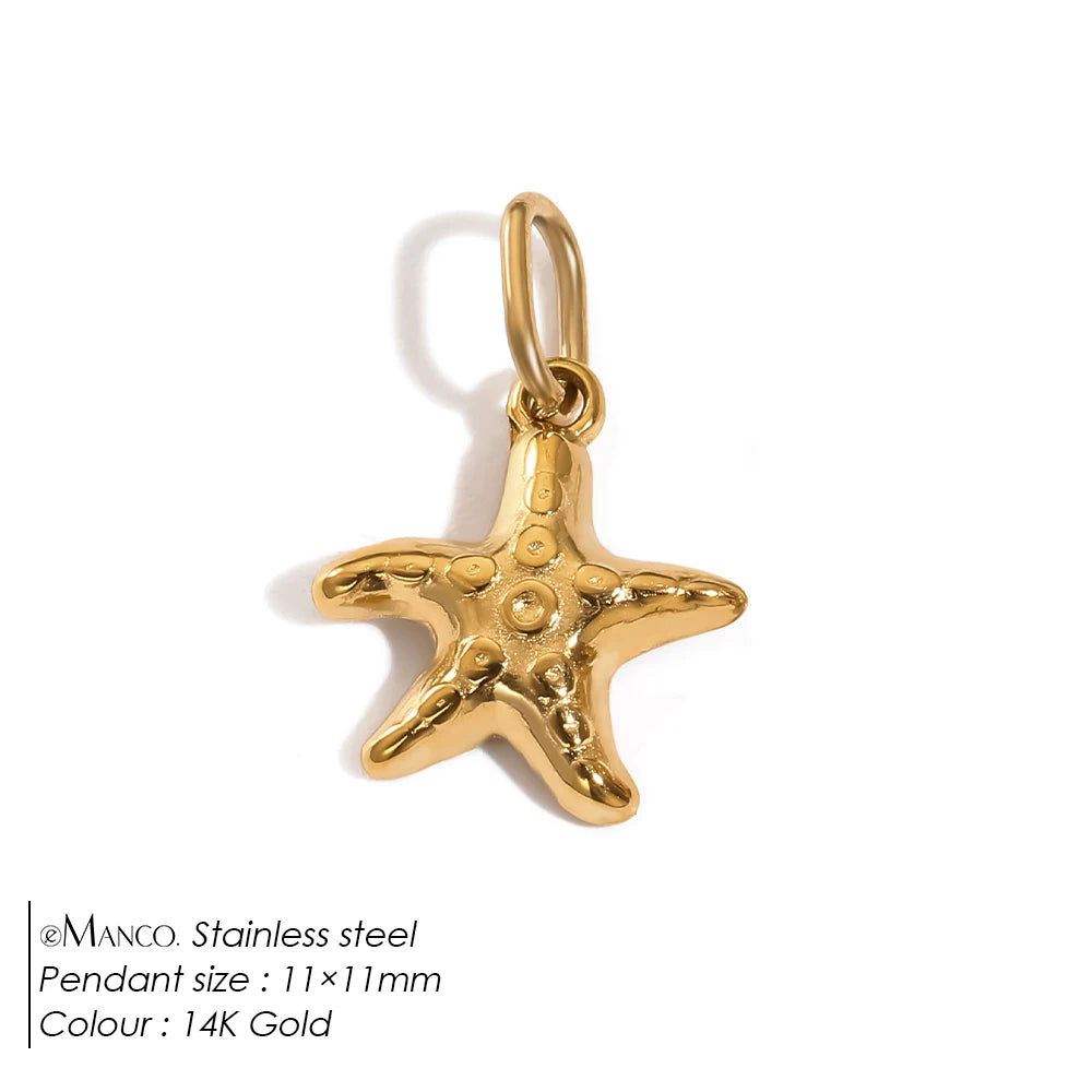 EMANCO Fashion Marine Animals Charms Shell Fish Tail Hippocampus Japonicus Stainless Steel Pendants for Jewelry Making Bulk
