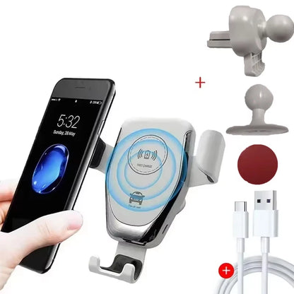Fast Wireless Chargers Car For iPhone 17 16 15 14 13 12 Pro XS Max XR Samsung Xiaomi Wireless Charging Phone Car Holder Charger