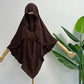 Cape Khimar with Niqab Straps Jazz Crepe Triangle Islamic Muslim Women Wholesale Ramadan Tie Back Prayer Hijab