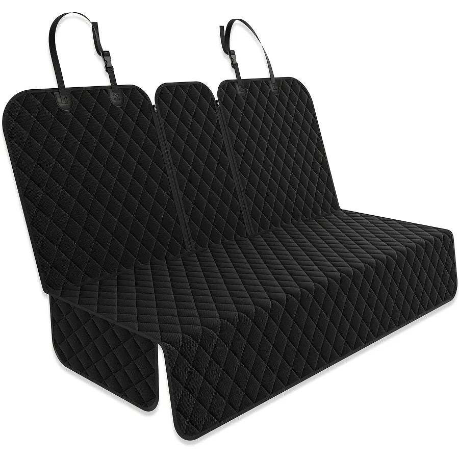 Dog Car Seat Cover, Back Seat Cover for Dogs Pet Car Seat Protector Waterproof Rear Seat Cover Durable Car Seat Cover, fits Middle Armrest for Most Cars SUVs Trucks (53” Width)- Black