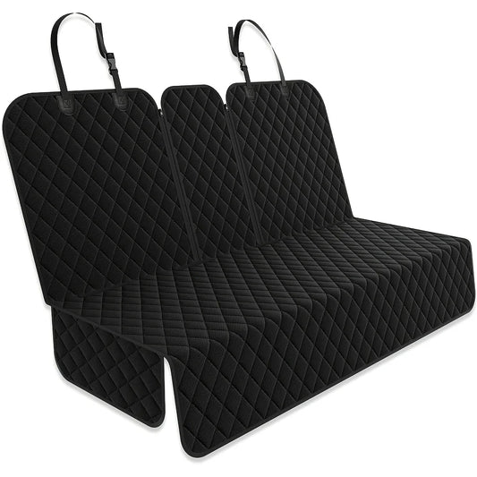 Dog Car Seat Cover, Back Seat Cover for Dogs Pet Car Seat Protector Waterproof Rear Seat Cover Durable Car Seat Cover, fits Middle Armrest for Most Cars SUVs Trucks (53” Width)- Black