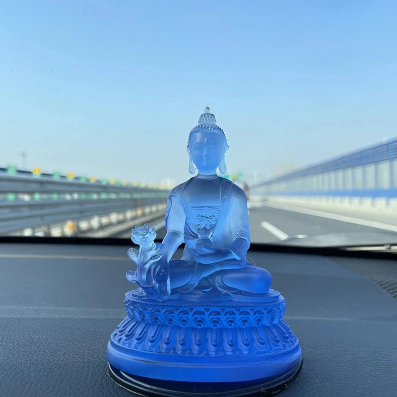 1Pc Thai-style Blue Medicine Buddha Statue Zen Ornaments Resin Craft Resin Buddha Crafts Handmade Pharmacist Buddhist Sculpture